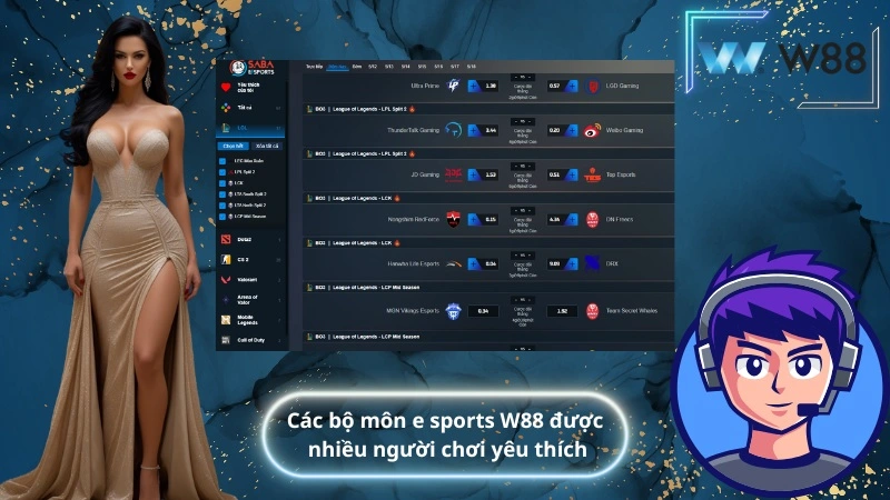 Các bộ môn e sports W88 được nhiều người chơi yêu thích