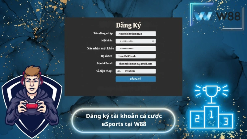 Đăng ký tài khoản cá cược eSports tại W88