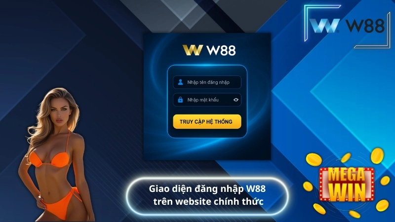 Giao diện đăng nhập W88 trên website chính thức