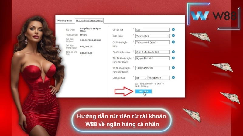Hướng dẫn rút tiền từ tài khoản W88 về ngân hàng cá nhân