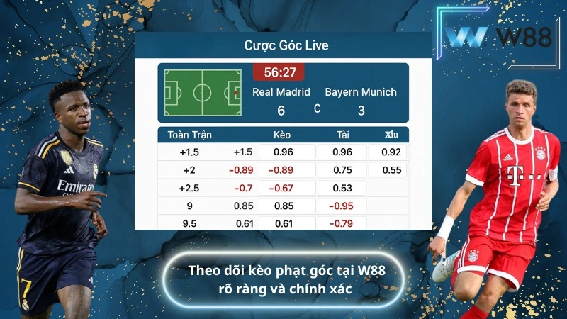 Theo dõi kèo phạt góc tại W88 rõ ràng và chính xác