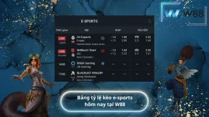 Bảng tỷ lệ kèo e-sports hôm nay tại W88