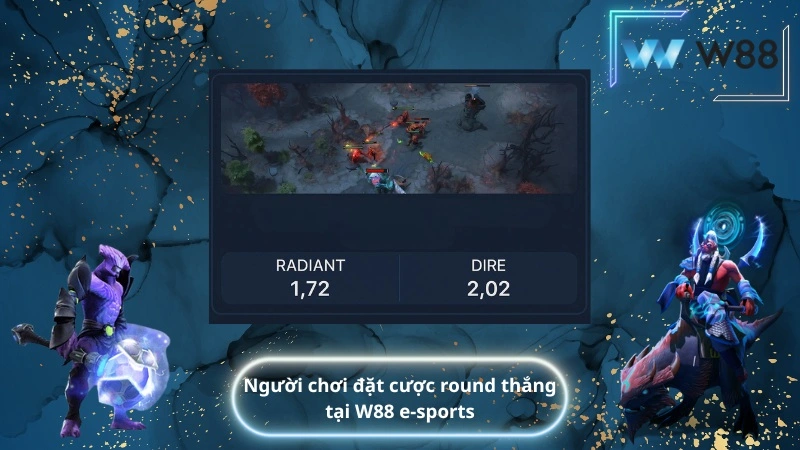 Người chơi đặt cược round thắng tại W88 e-sports