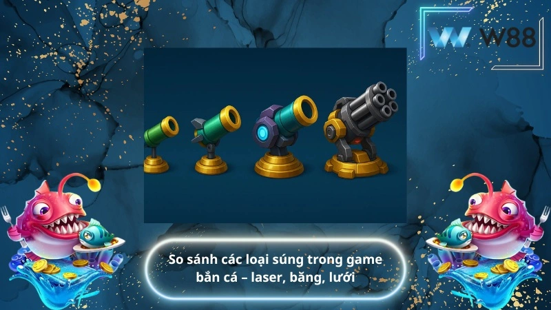 So sánh các loại súng trong game bắn cá – laser, băng, lưới